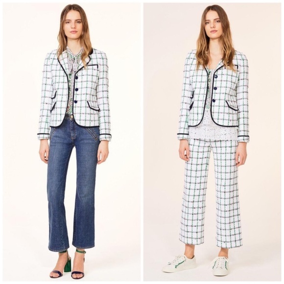 Tory Burch Jackets & Blazers - Tory Burch Pocomo Jetty Tweed Check Plaid Blazer
